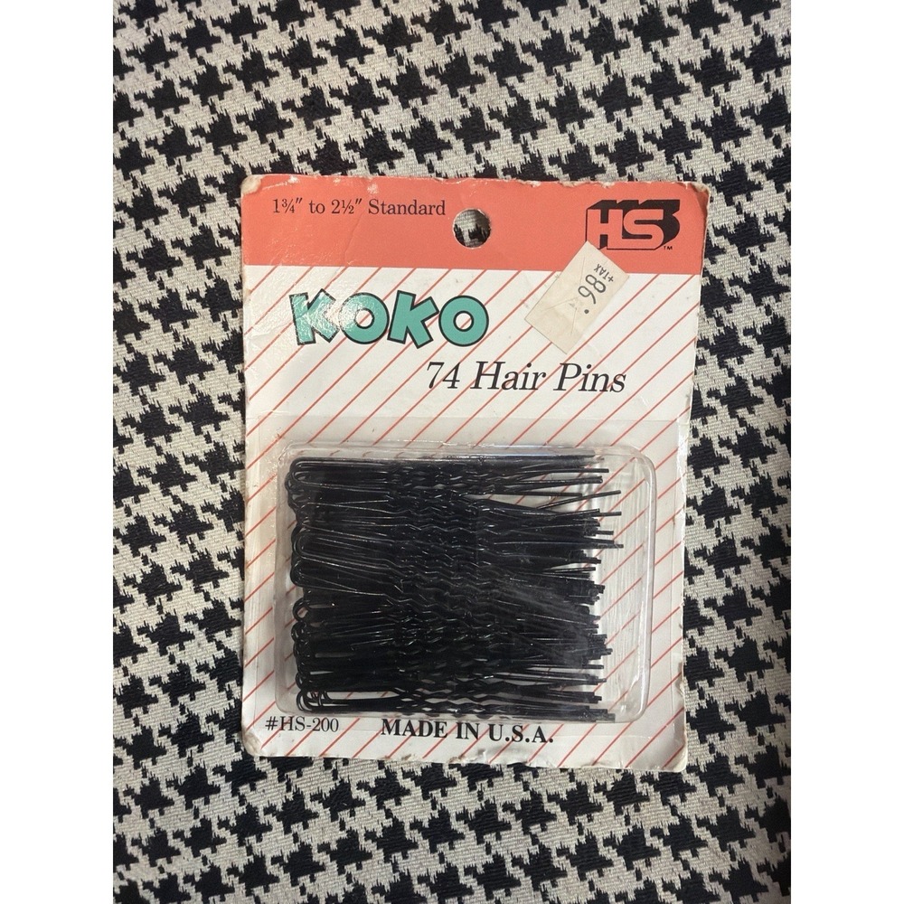 KOKO Hair Pins 74 Count Black Bobby Pins USA Made NOS Sealed Updo Styling 80s‎